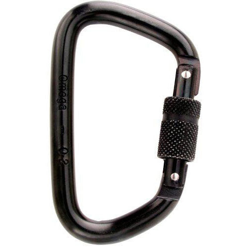 Omega Pacific 7/16" Steel Modified D Screw-Lok Carabiner - Black