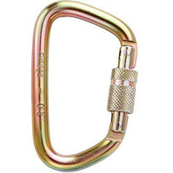 Omega Pacific 7/16" Steel Modified D Screw-Lok Carabiner - Gold
